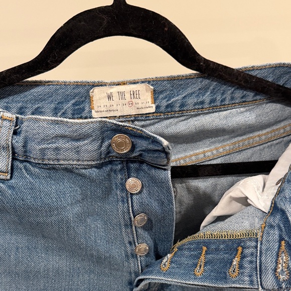Free People Blue Distressed Straight Leg Jeans - Picture 4 of 5